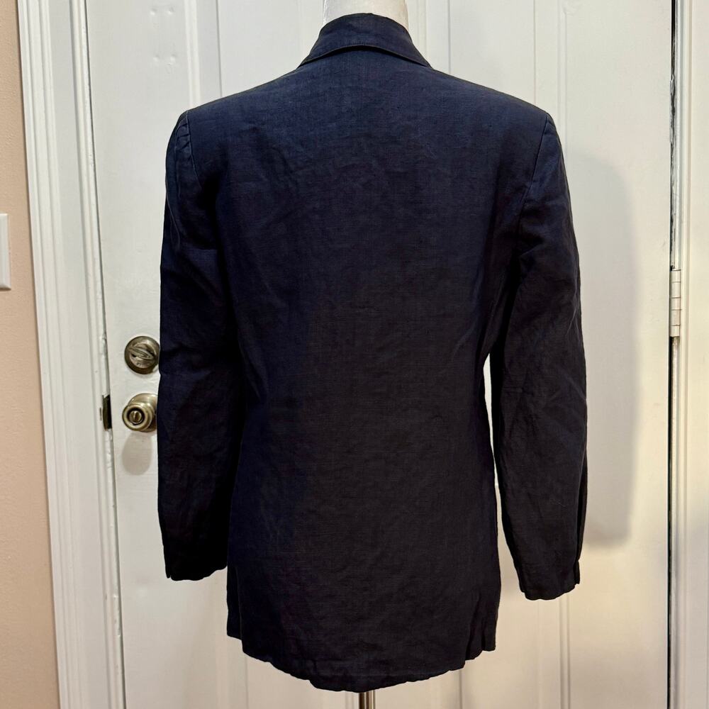 Talbots 100% linen navy blue blazer women’s size 8 made in USA - Picture 2 of 7